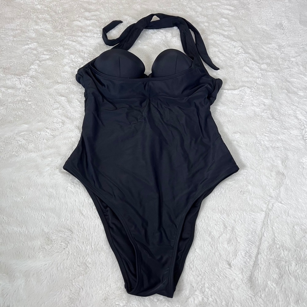 Cupshe Womens Black Halter Underwire One Piece Swimsuit DAA12E5G014AA Medium NEW